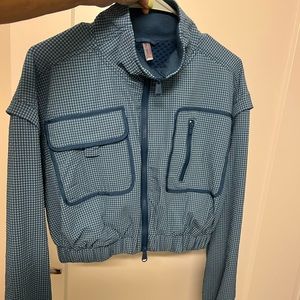Free People FP Movement Forty Love Cropped Jacket
-Blue Checkered Cropped Jacket